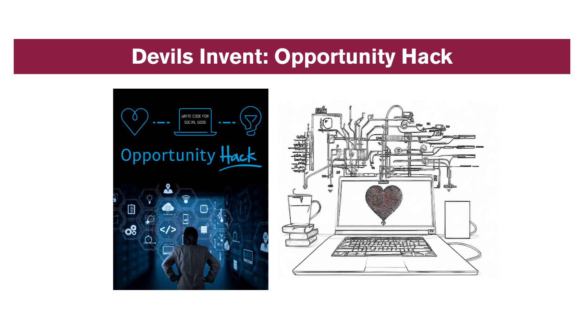 Flyer for the "Opportunity Hack" event for Devils Invent.